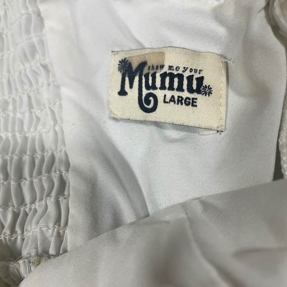 Show Me Your Mumu Floral Maxi Dress Womens Large White Yellow Ruffle - Picture 3 of 6